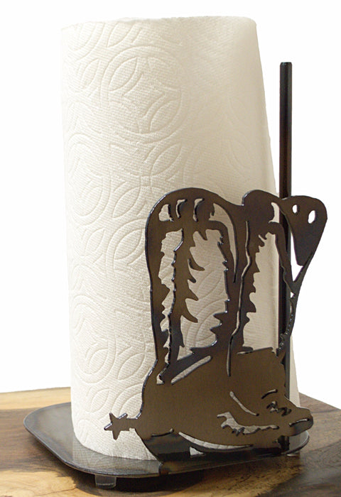 Rustic Cowboy Boots Paper Towel Holder – Durable Metal Kitchen Accessory | Made in USA Knights Home Decor  item