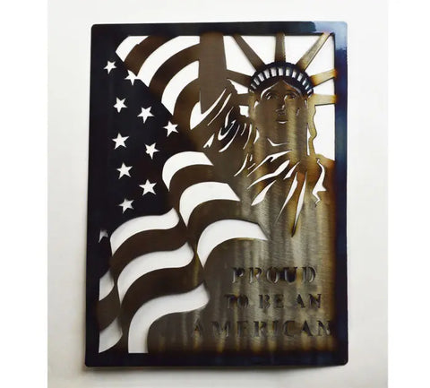 Patriotic Metal Wall Art – Proud American Statue of Liberty Decor | Handcrafted in USA Knights Home Decor  item