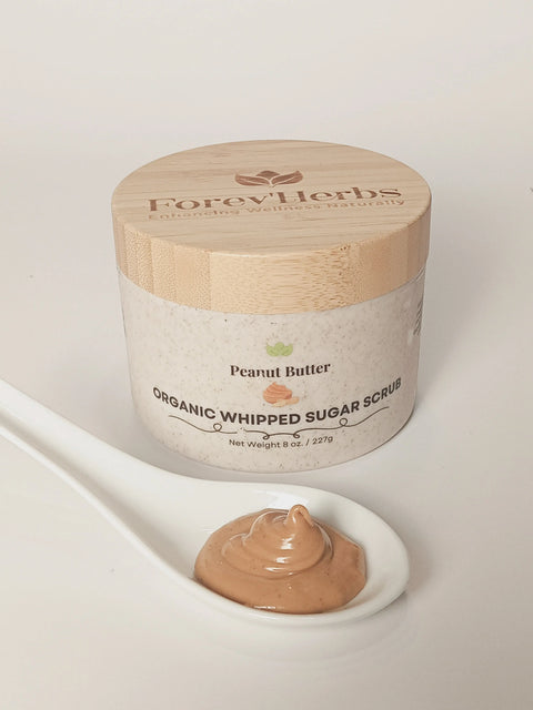 Peanut Butter Organic Whipped Sugar Scrub 8oz – Handcrafted in USA Forev'Herbs  Sugar Scrub