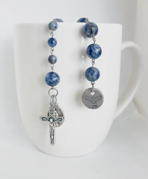 Personalized Decade Blue Sodalite Rosary Liberty Cottage Design 