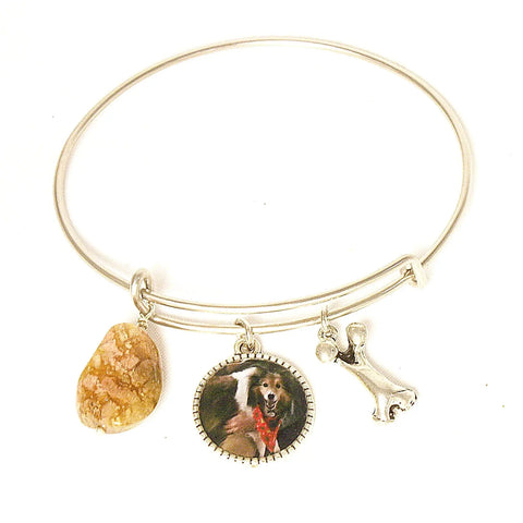 Personalized Dog Breed Photo Bangle Bracelet With Bone Charm – Stainless Steel Jewelry | Made in USA Michelle Marie Boutique  Bracelet