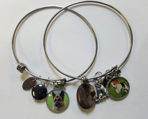 Personalized Dog Breed Photo Bangle Bracelet With Bone Charm – Stainless Steel Jewelry | Made in USA Michelle Marie Boutique  Bracelet