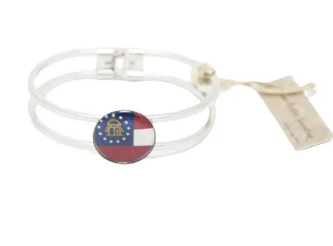 Personalized State Flag Cuff Bracelet 7-8 Inch – Rhodium Plated Custom Jewelry | Made in USA Michelle Marie Boutique  Bracelet