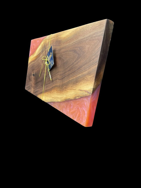 Walnut Serving Tray – Sunset Epoxy Design 18 Inch Wide | Custom Wood Decor | Made in USA B. James Design & Woodwork 