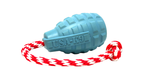 USA-K9 Durable Rubber Grenade Dog Chew Toy – Tug and Treat Dispenser | Made in USA SodaPup  Rubber Dog Toys