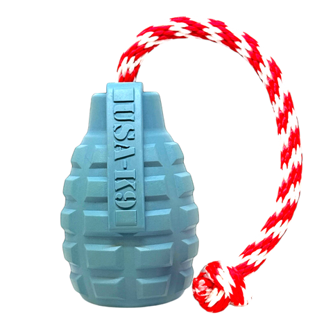 USA-K9 Durable Rubber Grenade Dog Chew Toy – Tug and Treat Dispenser | Made in USA SodaPup  Rubber Dog Toys