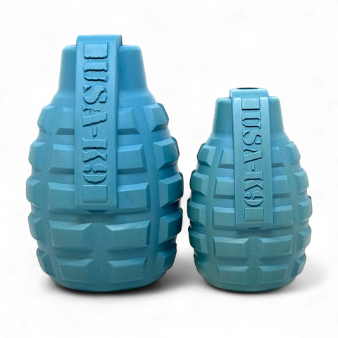 USA-K9 Durable Rubber Grenade Dog Chew Toy – Tug and Treat Dispenser | Made in USA SodaPup  Rubber Dog Toys