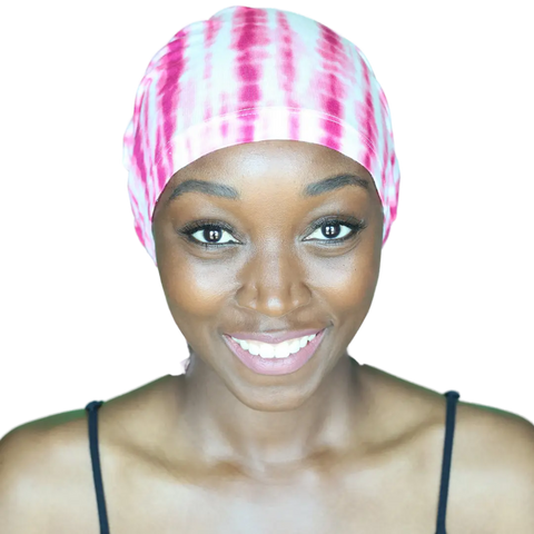 Pink Tie-Dye Chemo Beanie Scarf – Soft Jersey Knit Headwear | Made in USA – Tanisha Chemo Beanies®  B2Customer