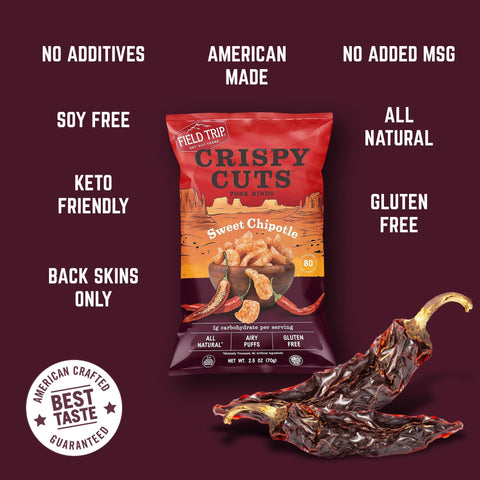 Field Trip Sweet Chipotle Pork Rinds 2.5oz 4 Pack – Gluten Free Snack | Made in USA Field Trip 