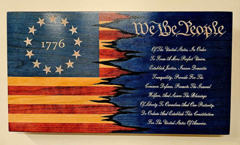Preamble Flag Wall Decor 10x19 Inch – Handcrafted American Constitution Art | Made in USA American Grains LLC 