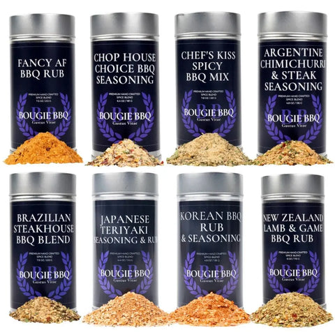 Premium Bougie BBQ Seasoning Set – 8 Artisanal XL Tins with Global Flavors | Made in USA Handcrafted Spice Collection Gustus Vitae  Collections & Gift Sets