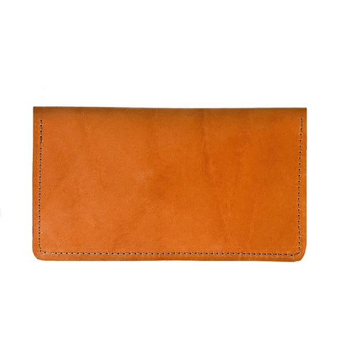 A tan rectangular Leather Checkbook Cover by Rogue Industries, made from American Bison leather with visible edge stitching, shown on a plain white background.
