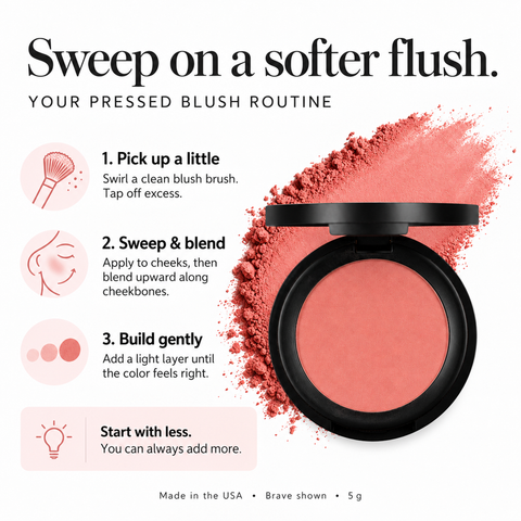 Organic Pressed Blush Powder 0.18 oz – Lightweight Buildable Face Makeup with Botanical Oils | Made in USA Taylor Made Organics  blush