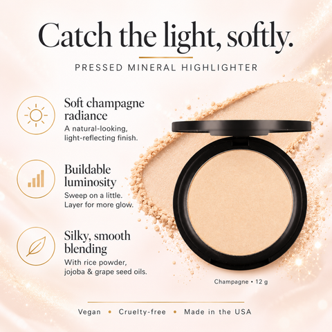 Organic Pressed Highlighter Compact 0.42 oz – Natural Radiance Face Makeup | Made in USA Taylor Made Organics  highlighter