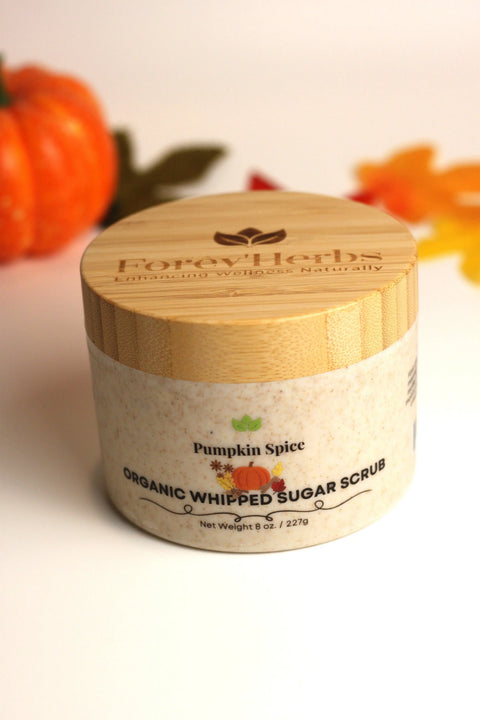Pumpkin Spice Organic Whipped Sugar Scrub 8oz – Natural Skin Care Handcrafted in USA Forev'Herbs  Sugar Scrub