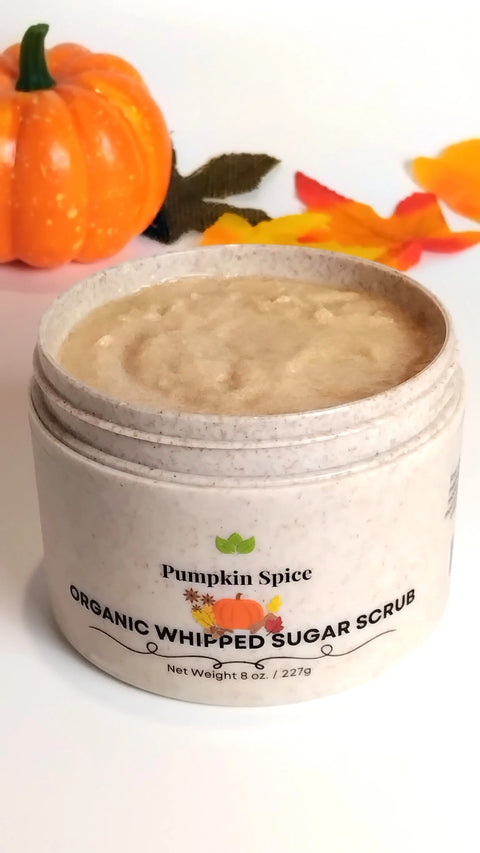 Pumpkin Spice Organic Whipped Sugar Scrub 8oz – Natural Skin Care Handcrafted in USA Forev'Herbs  Sugar Scrub