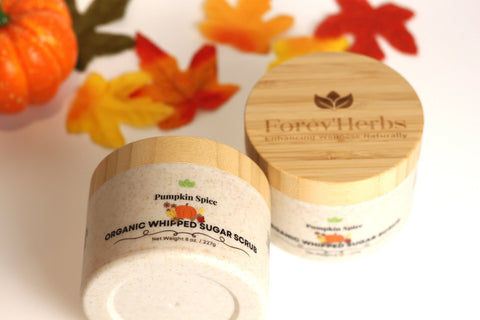 Pumpkin Spice Organic Whipped Sugar Scrub 8oz – Natural Skin Care Handcrafted in USA Forev'Herbs  Sugar Scrub