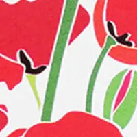 Close-up of a stylized illustration of red poppy flowers on white, featured on Rogue Industries RFID Blocking Credit Card Sleeves—bright, colorful protection against identity theft.