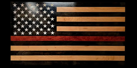 Red Line American Flag – 19" × 34" × 2" American Grains, LLC  Custom Wooden Flag