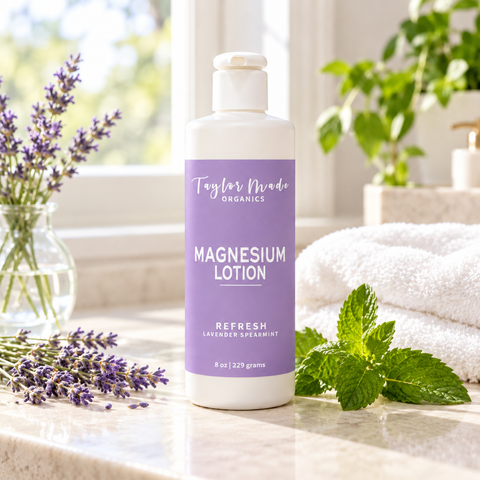 Organic Magnesium Lotion – Lavender Spearmint Scent – Hydrating Moisturizer | Made in USA Taylor Made Organics  Lotion & Moisturizer