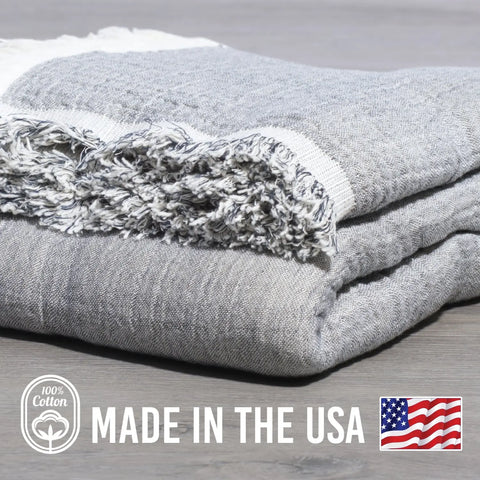 Reversible 100% Cotton Muslin Throw Blanket – Lightweight Breathable Bedding | Made in USA Carolina Cottons  Throw Blankets