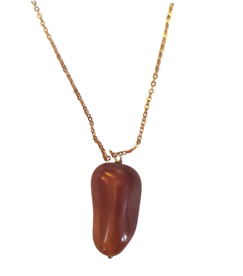 Rust Carnelian Freeform Gemstone Pendant Necklace Adjustable Gold Chain | Made in USA Michelle Marie Boutique  Necklace