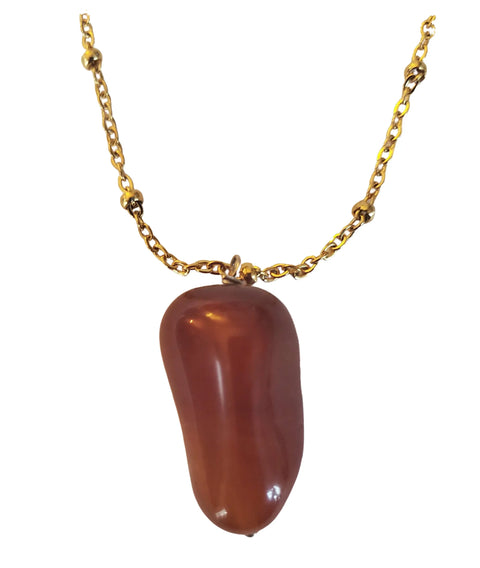 Rust Carnelian Freeform Gemstone Pendant Necklace Adjustable Gold Chain | Made in USA Michelle Marie Boutique  Necklace