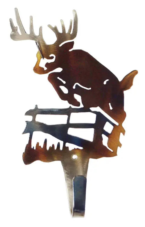 Rustic Deer Silhouette Wall Hook – Steel Coat and Towel Holder | Veteran Made in USA Knights Home Decor  item
