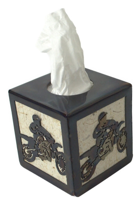Rustic Dirt Bike Tissue Box Cover – Motocross Decor Tissue Holder | Made in USA Knights Home Decor  item