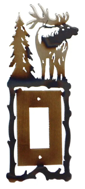 Rustic Elk Silhouette Light Switch Cover – Handcrafted Metal Wall Decor | Made in USA Knights Home Decor  item