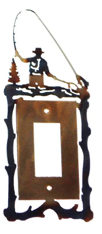Rustic Fly Fisherman Light Switch Cover – Handcrafted Cabin Decor | Made in USA Knights Home Decor  item