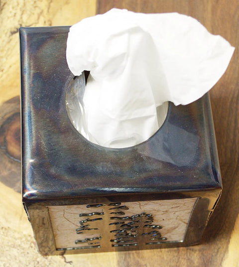 Rustic Pine Tree Tissue Box Cover – Handcrafted American Made Decor | Veteran Owned Knights Home Decor  item