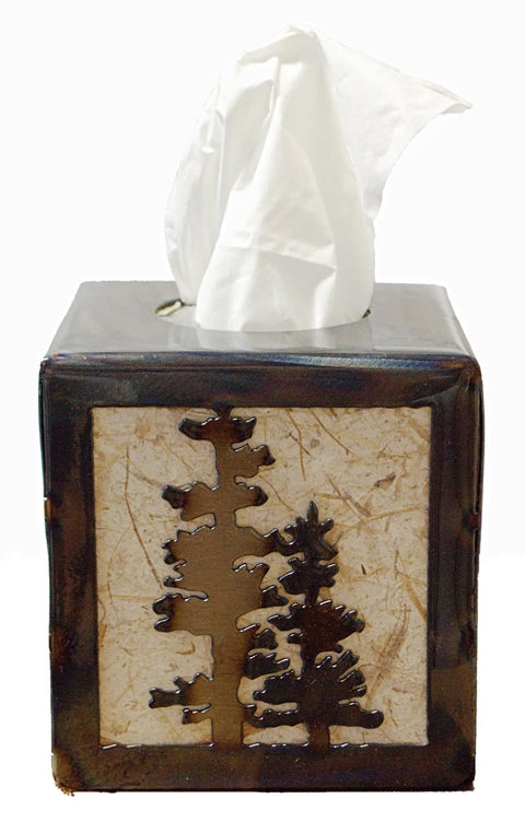 Rustic Pine Tree Tissue Box Cover – Handcrafted American Made Decor | Veteran Owned Knights Home Decor  item