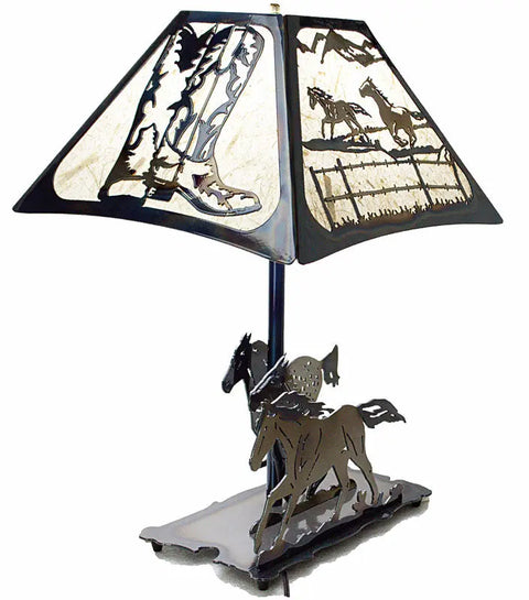 Rustic Running Horse Table Lamp – Handcrafted Metal Base – Western Home Accent | Made in USA Knights Home Decor  item