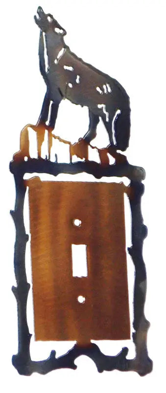 Rustic Wolf Howling Metal Light Switch Cover – Handcrafted Wall Accent | Made in USA Knights Home Decor  item