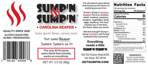 SUMP'N SUMP'N Carolina Reaper Seasoning Blend 3.5 Oz – All-Natural Vegan Spice Mix | Made in USA SUMP'N SUMP'N  Spice Blend
