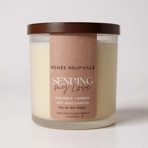 Sending My Love | Luxury 8 oz Coconut Amber Soy Wax Candle – Hand-Poured Scented Home Fragrance | Made in USA Wick and Glow Candle Company™  Candles