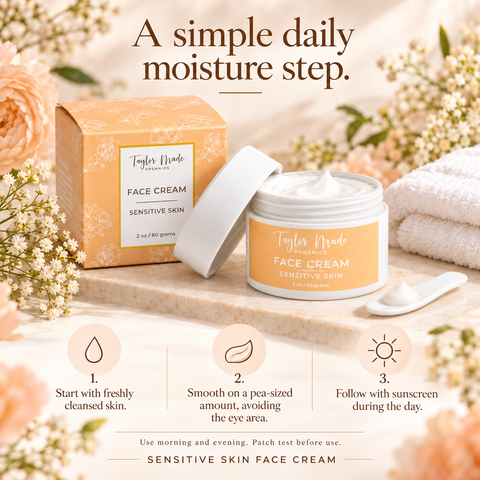 Soothing Face Moisturizer for Sensitive Skin 1.5 oz – Calendula Chamomile Lavender Blend | Made in USA Taylor Made Organics  Lotion & Moisturizer