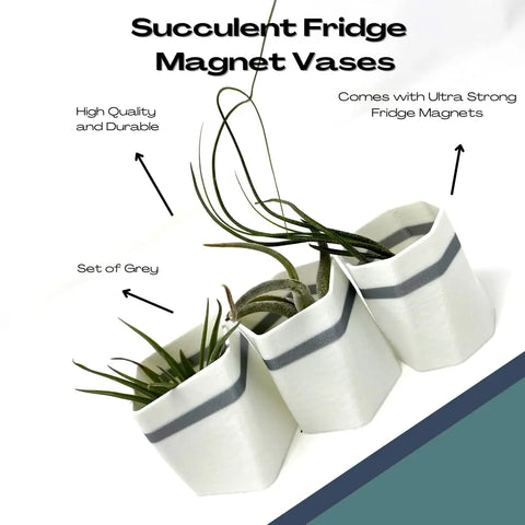 Set of 3 White Air Plant Planter Magnets 2 Inch – Made in USA Chatelet Manufacturing 