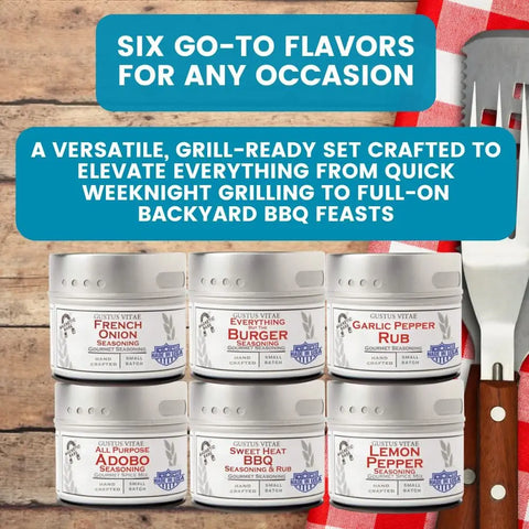 Signature Grilling Spice Gift Set – 6-Pack 4 oz Rubs Collection | All Natural Seasonings | Made in USA Gustus Vitae  Collections & Gift Sets
