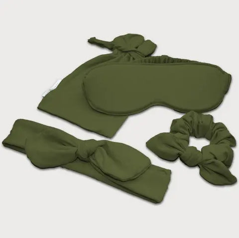 Sleepwear Accessories Set – Soft Eye Mask Headband Scrunchie | Made in USA Goodnighties  item