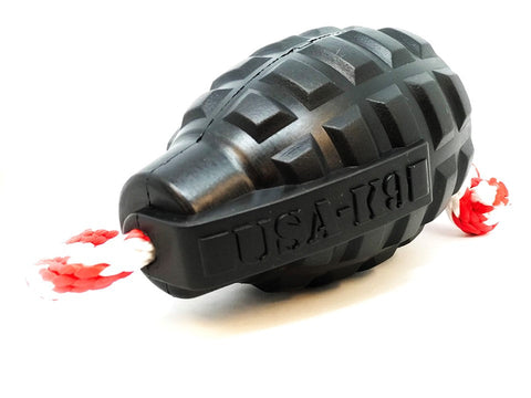 USA-K9 Magnum Grenade Durable Rubber Tug and Chew Dog Toy – Treat Dispenser | Made in USA SodaPup  Rubber Dog Toys