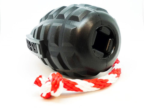USA-K9 Magnum Grenade Durable Rubber Tug and Chew Dog Toy – Treat Dispenser | Made in USA SodaPup  Rubber Dog Toys