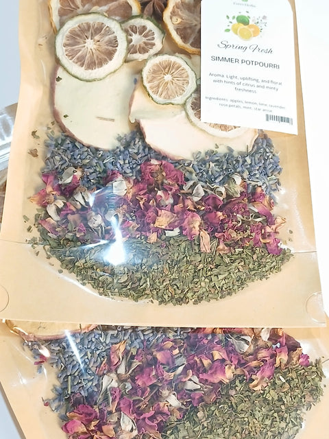 Spring Fresh Simmer Potpourri 2-Pack – Natural Floral Citrus Aroma Home Fragrance | Made in USA Forev'Herbs  Simmer Potpourri