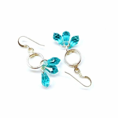 Sterling Silver Hammered Aqua Crystal Drop Earrings – Handcrafted Jewelry | Made in USA Alexa Martha Designs  Earrings