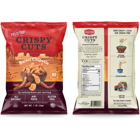 Field Trip Sweet Chipotle Pork Rinds 1oz Bags – Gluten Free Snack 6-Pack | Made in USA Field Trip 