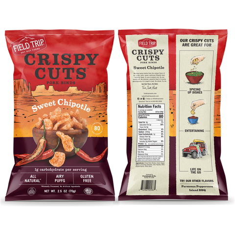 Field Trip Sweet Chipotle Pork Rinds 2.5oz 4 Pack – Gluten Free Snack | Made in USA Field Trip 