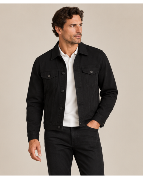Heavyweight Canvas Trucker Jacket Black – Durable Tailored Fit Outerwear | Made in USA Marc Nelson  Jacket