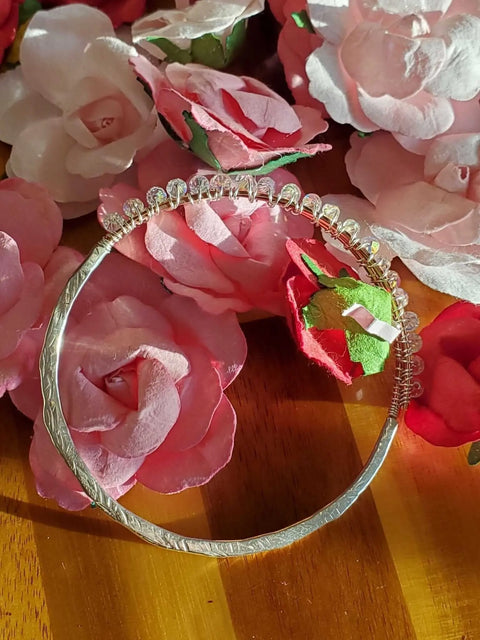 Two Metal Wire Wrapped Crystal Bangle – Sterling Silver Copper Bracelet | Handmade Montana USA Alexa Martha Designs  Bangles /Bracelets