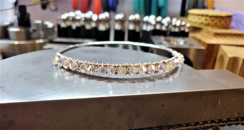 Two Metal Wire Wrapped Crystal Bangle – Sterling Silver Copper Bracelet | Handmade Montana USA Alexa Martha Designs  Bangles /Bracelets